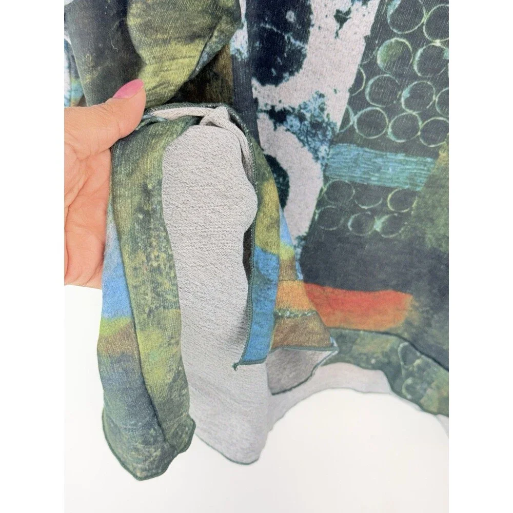 NEW Shana Top Womens Large Colorful Mixed Print Fleece Dolman - Picture 8 of 13